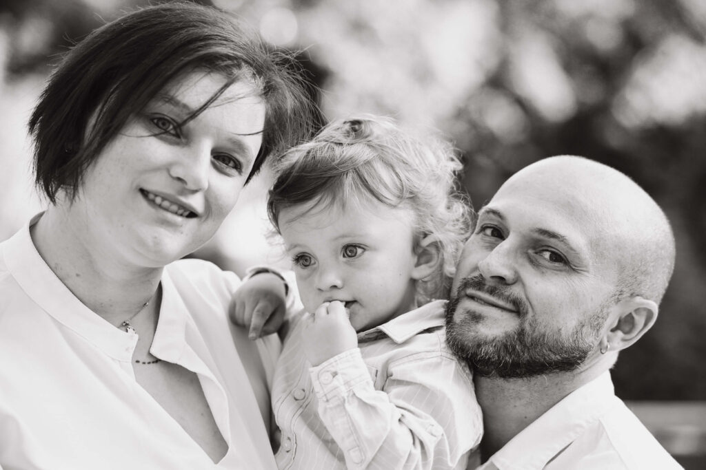 Servizio fotografico famiglia ritratto bianco e nero